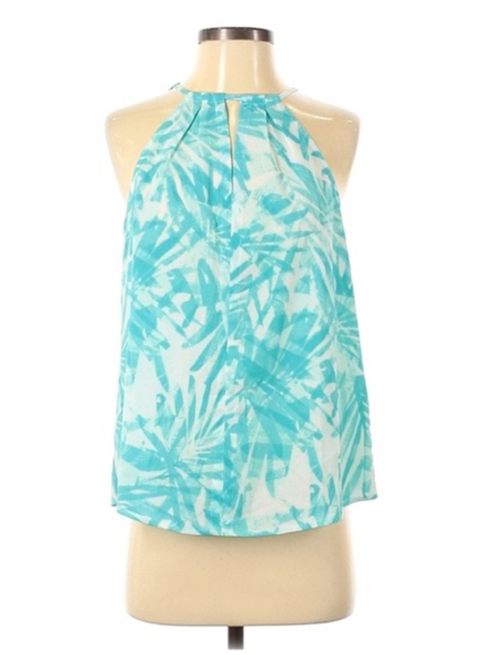 Banana Republic Turquoise Palm-Print Halter Camisole